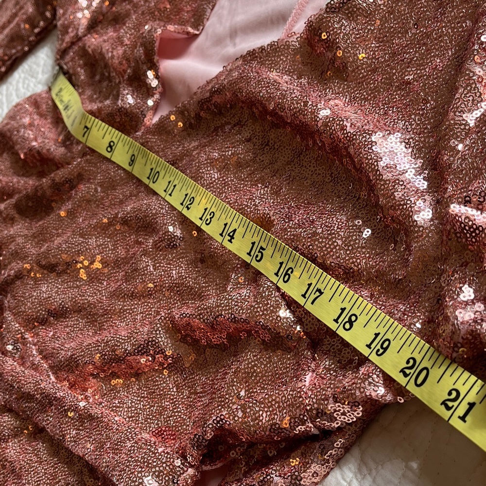 NWT Eloquii Sequin Wrap Long Sleeve Dress Lined Womens 16 Pink Wedding Party - Picture 12 of 17